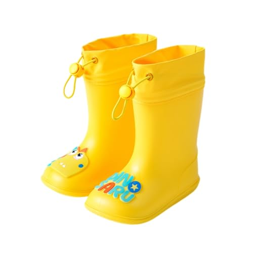 Hixingo Gummistiefel Kinder Unisex Rutschfest, Dinosaurier Karikatur Regenstiefel Regenschuhe Jungen Leicht, Gummistiefel Mädchen, Halbhohe Regenstiefel Wasserdicht (Gelber Dinosaurier,22) von Hixingo