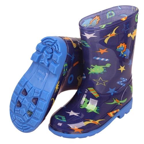Hixingo Gummistiefel Kinder Unisex Rutschfest, Karikatur Regenstiefel Regenschuhe Jungen Leicht, Gummistiefel Mädchen, Halbhohe Regenstiefel Wasserdicht (Dinosaurier,20) von Hixingo