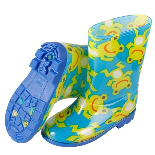 Hixingo Gummistiefel Kinder Unisex Rutschfest, Karikatur Regenstiefel Regenschuhe Jungen Leicht, Gummistiefel Mädchen, Halbhohe Regenstiefel Wasserdicht (Frosch,21) von Hixingo