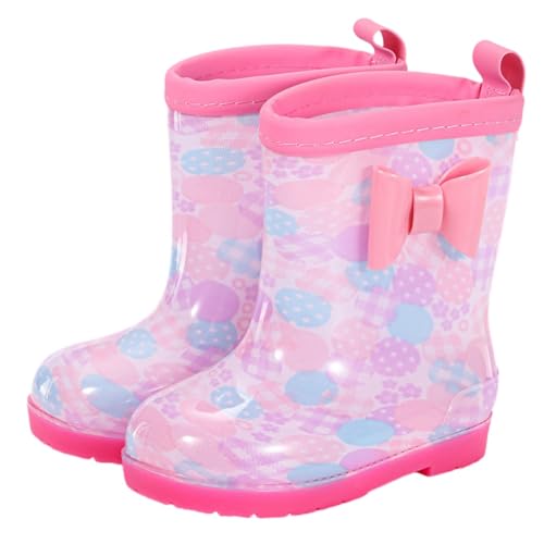 Hixingo Gummistiefel Kinder Unisex Rutschfest, Karikatur Regenstiefel Regenschuhe Jungen Leicht, Stiefel Mädchen, Halbhohe Regenstiefel Wasserdicht (Punkte,15) von Hixingo