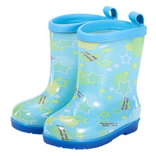 Hixingo Gummistiefel Kinder Unisex Rutschfest, Karikatur Regenstiefel Regenschuhe Jungen Leicht, Stiefel Mädchen, Halbhohe Regenstiefel Wasserdicht (Stern,22) von Hixingo