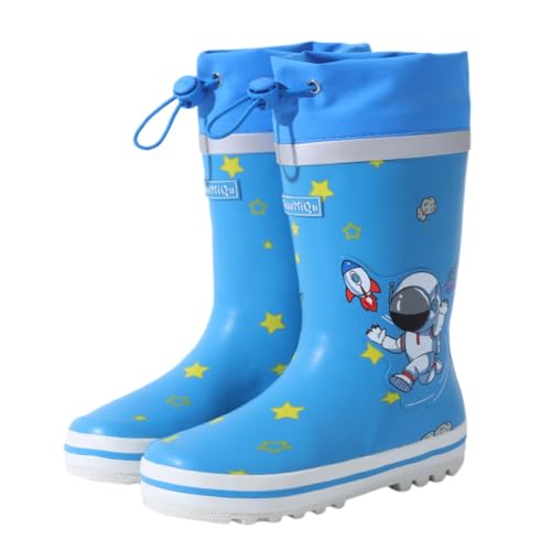 Hixingo Gummistiefel Kinder Unisex Rutschfest, Regenstiefel Jungen Mädchen Wasserdicht Gummistiefel,Regenschuhe Leicht Outdoor Kinderstiefel (Astronaut,33) von Hixingo