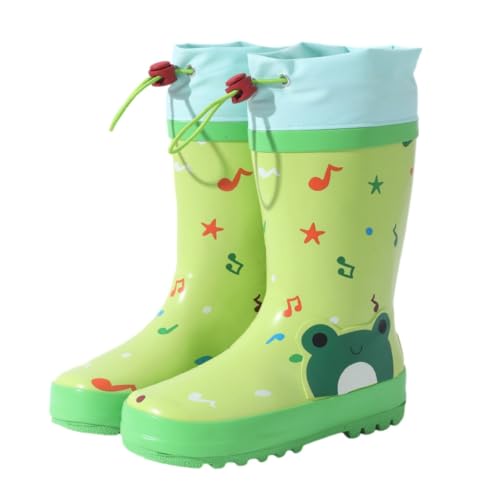 Hixingo Gummistiefel Kinder Unisex Rutschfest, Regenstiefel Jungen Mädchen Wasserdicht Gummistiefel,Regenschuhe Leicht Outdoor Kinderstiefel (Grüner Frosch,25) von Hixingo