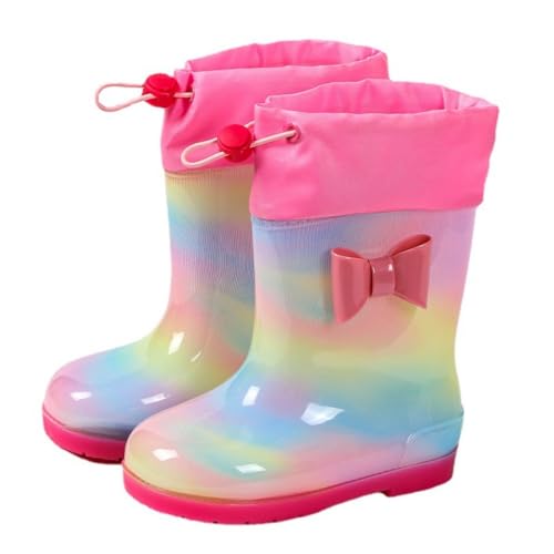 Hixingo Gummistiefel Kinder Unisex Rutschfest, Regenstiefel Jungen Mädchen Wasserdicht Gummistiefel,Regenschuhe Leicht Outdoor Kinderstiefel (Regenbogen,17) von Hixingo