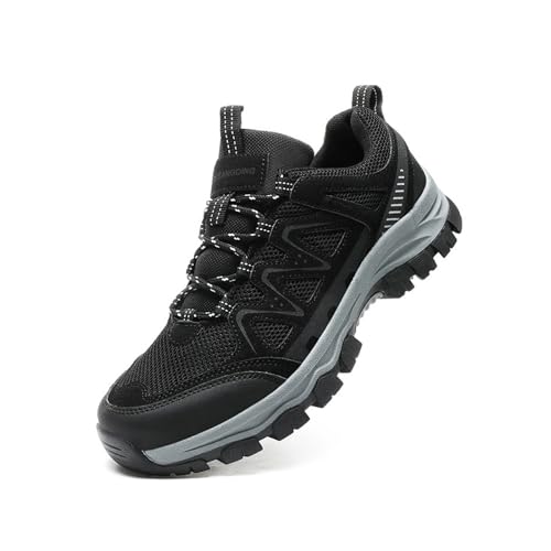 Hixingo Herren Damen Wanderschuhe, rutschfest Trekkingschuhe Atmungsaktiv 39-48 EU Verschleißfest Dicker Boden Trekking Wanderschuhe (Schwarz,43) von Hixingo