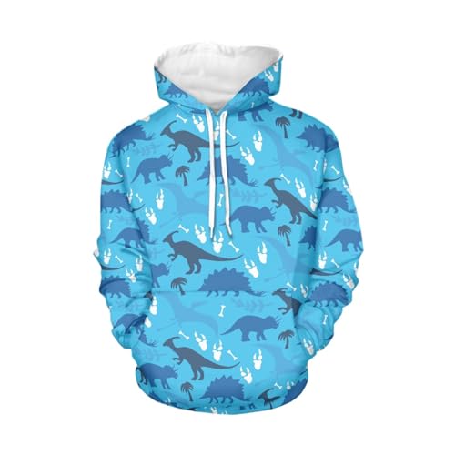 Hixingo Kapuzenpullover Hoodie Herren, Dinosaurier Muster Hoodie Damen Unisex Oversized Langarm Pullover mit Drawstring Pullover Sweatshirt Kapuzenpulli von Hixingo