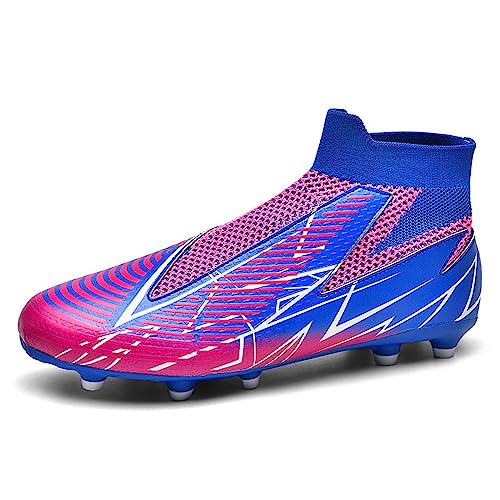 Hixingo Kinder Herren Fussballschuhe High Top Spike Laceless Trainingsschuhe Professionelle Turnschuhe Outdoor Sportschuhe Atmungsaktive Bequeme Slip On Football Schuhe von Hixingo