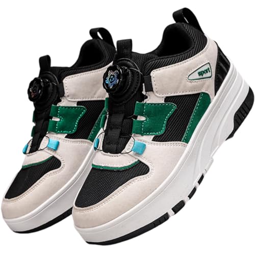 Hixingo Kinder Schuhe mit Rollen, Rollschuhe Schuhe für Mädchen, Abriebfest Skateboardschuhe mit Drehbaren Schnürsenkeln Multifunktionale Sneaker (Grün,33) von Hixingo