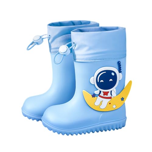 Hixingo Kinder Unisex Gummistiefel Rutschfest, Karikatur Regenstiefel Regenschuhe Jungen Leicht, Gummistiefel Mädchen, Halbhohe Regenstiefel Wasserdicht (Astronaut,16) von Hixingo