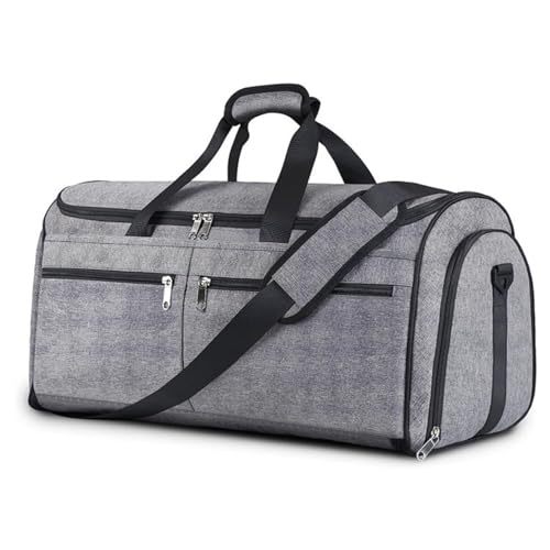 Hixingo Kleidersäcke für Reisen für Herren und Damen, 2 in 1Umwandelbarer Anzugtasche Handgepäck Reisetaschen für Kurzurlaub Geschäftsreisen (Grau,57x31x30cm) von Hixingo