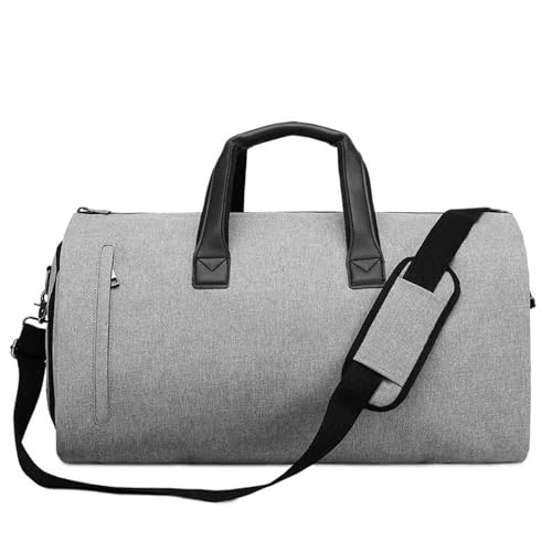 Hixingo Kleidersäcke für Reisen für Herren und Damen, 2 in 1Umwandelbarer Anzugtasche Handgepäck Reisetaschen für Kurzurlaub Geschäftsreisen (Hellgrau,55x28x30cm) von Hixingo