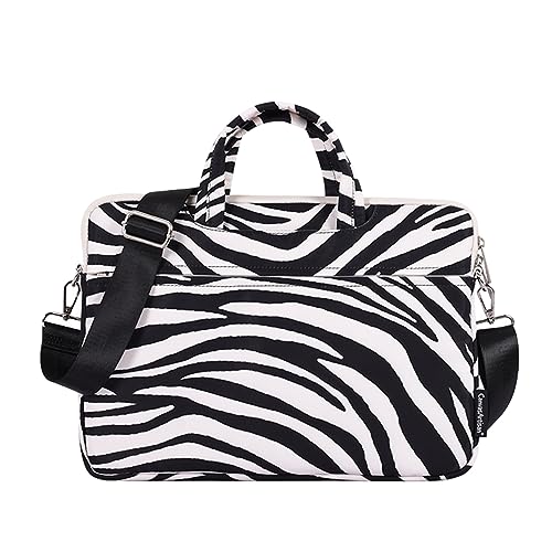 Hixingo Laptop-Handtasche für Frauen 13 14 15 Zoll Zebradruck Aktentasche Große Computer-Umhängetasche Professionelle Arbeitstasche Messenger Bag Laptoptasche Schultertasche Kompatibel (13 Zoll,B) von Hixingo