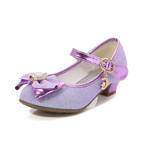 Hixingo Prinzessin Schuhe Mädchen 26-34, Pailletten Prinzessin Schuhe Kinder Stöckelschuhe Mary Jane Mädchen Glitzer für Elegante Geburtstag Verkleidung Partys (116 Violett,33) von Hixingo
