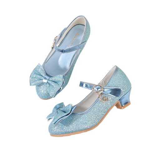 Hixingo Prinzessin Schuhe Mädchen 26-34, Pailletten Prinzessin Schuhe Kinder Stöckelschuhe Mary Jane Mädchen Glitzer für Elegante Geburtstag Verkleidung Partys (JY24 Himmelblau,26) von Hixingo
