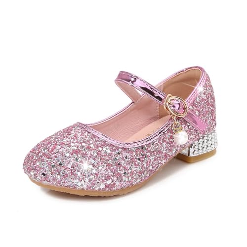 Hixingo Prinzessin Schuhe Mädchen Verkleidung 23-34, Bunt Mary Jane Sandalen Prinzessin Hochzeit Party Schuhe Pumps für Kinder Bühnenoutfits & Festliche Anlässe (Rosa,32) von Hixingo
