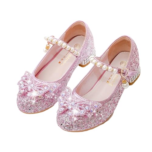 Hixingo Prinzessin Schuhe Mädchen Verkleidung 23-34, Leuchtend Mary Jane Sandalen Prinzessin Hochzeit Party Schuhe Pumps für Kinder Bühnenoutfits Festliche Anlässe (Rosa,27) von Hixingo