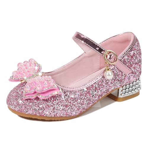 Hixingo Prinzessin Schuhe Mädchen Verkleidung 23-34, Rosa Blau Mary Jane Sandalen Prinzessin Hochzeit Party Schuhe Pumps für Kinder Bühnenoutfits & Festliche Anlässe (Rosa,29) von Hixingo