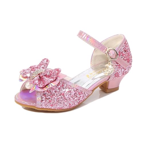 Hixingo Prinzessin Schuhe Mädchen Verkleidung 25-34 Leuchtend Mary Jane Sandalen Prinzessin Hochzeit Party Schuhe Pumps für Kinder Bühnenoutfits Festliche Anlässe (Rosa,29) von Hixingo