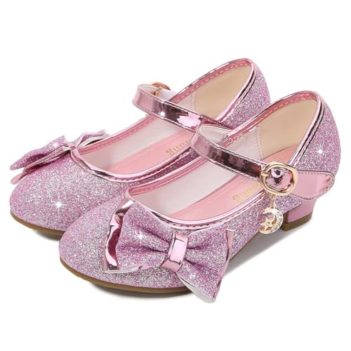 Hixingo Prinzessin Schuhe Mädchen Verkleidung 26-34, Mary Jane Sandalen Prinzessin Hochzeit Party Schuhe Pumps für Kinder Bühnenoutfits & Festliche Anlässe (Rosa,32) von Hixingo