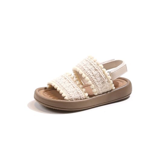 Hixingo Sandalen Mädchen Kinder 21-34, Sommerschuhe Mädchen Leicht Kindersandalen Sommer Rutschfest Weich Atmungsaktiv Mode für Outdoor Trekking Strand (JW28 Beige,26) von Hixingo