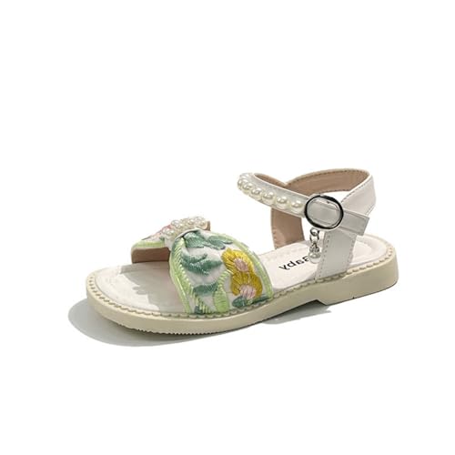 Hixingo Sandalen Mädchen Kinder 23-34, Sommerschuhe Mädchen Leicht Kindersandalen Sommer Rutschfest Weich Atmungsaktiv Mode für Outdoor Trekking Strand (JW32 Beige,25) von Hixingo