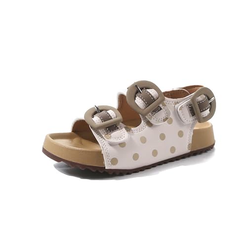 Hixingo Sandalen Mädchen Kinder 24-34, Sommerschuhe Mädchen Leicht Kindersandalen Sommer Rutschfest Weich Atmungsaktiv Mode für Outdoor Trekking Strand (JW02 Beige,33) von Hixingo