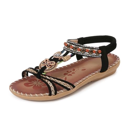 Hixingo Sandalen Sommer Damen 2025, Damen Sandalen Sommer mit Platform Absatz 2.5 CM Elegant Bequem Frauen Sommerschuhe Sportlich Peep Toe Outdoorsandalen (36,A-2 Schwarz) von Hixingo
