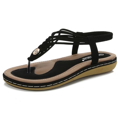 Hixingo Sandalen Sommer Damen 2025, Damen Sandalen Sommer mit Platform Absatz 3 CM Elegant Bequem Frauen Sommerschuhe Sportlich Peep Toe Outdoorsandalen (41,8848 Schwarz) von Hixingo