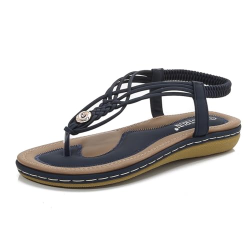 Hixingo Sandalen Sommer Damen 2025, Damen Sandalen Sommer mit Platform Absatz 3 CM Elegant Bequem Frauen Sommerschuhe Sportlich Peep Toe Outdoorsandalen (44,8848 Dunkelblau) von Hixingo