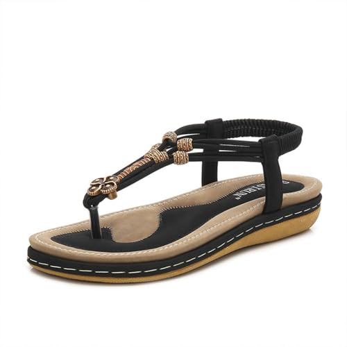 Hixingo Sandalen Sommer Damen 2025, Damen Sandalen Sommer mit Platform Absatz 4 CM Elegant Bequem Frauen Sommerschuhe Sportlich Peep Toe Outdoorsandalen (43,528-5 Schwarz) von Hixingo