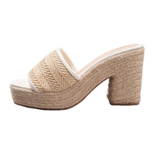 Hixingo Sandalen Sommer Damen 2025, Damen Sandalen Sommer mit Platform Absatz 4 CM Elegant Bequem Frauen Sommerschuhe Sportlich Peep Toe Outdoorsandalen (43,Motiv 2) von Hixingo