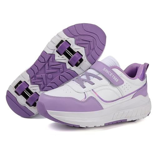 Hixingo Schuhe mit Rollen für Jungen Mädchen, Kinder Rollschuhe Schuhe mit Rollen, Jugend Outdoor Turnschuhe Versenkbarer, 2-in-1 Roller Schuhe Turnschuhe Skateboardschuhe von Hixingo