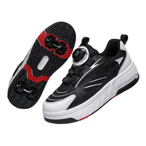 Hixingo Schuhe mit Rollen für Mädchen Jungen Kinder, Rollschuhe Schuhe Turnschuhe mit 4 Rollen, Einfarbig Skateboardschuhe Kinderschuhe, 28-38 EU Drehbare Schnürsenkel Multifunktionale Sneaker von Hixingo