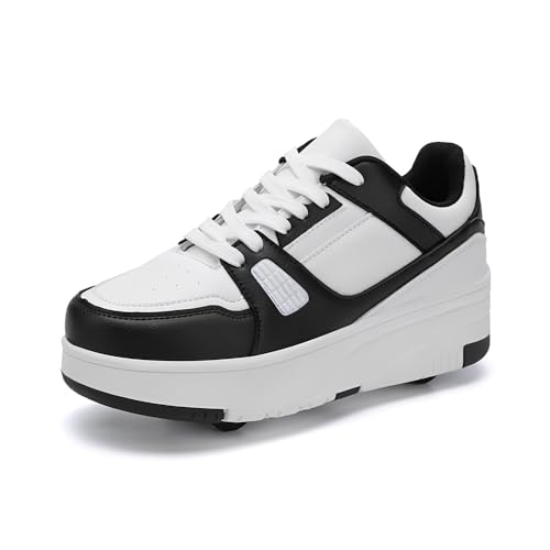 Hixingo Schuhe mit Rollen für Mädchen Jungen Kinder, Rollschuhe Schuhe Turnschuhe mit 4 Rollen, Skateboardschuhe Kinderschuhe, 2 In 1 Abnehmbar Multifunktionale Sneaker mit Rollen von Hixingo
