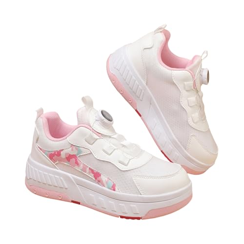 Hixingo Schuhe mit Rollen für Mädchen Jungen Kinder, Rollschuhe Schuhe Turnschuhe mit Rollen, Multifunktionale Skateboardschuhe Kinderschuhe Revolve Schnürsenkel Sneaker von Hixingo