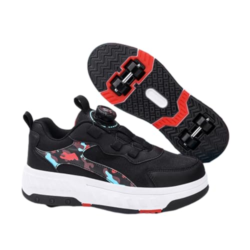 Hixingo Schuhe mit Rollen für Mädchen Jungen Kinder, Tarnung Rollschuhe Schuhe Turnschuhe mit 4 Rollen, Skateboardschuhe Kinderschuhe, 2 In 1 Multifunktionale Sneaker mit Rollen von Hixingo