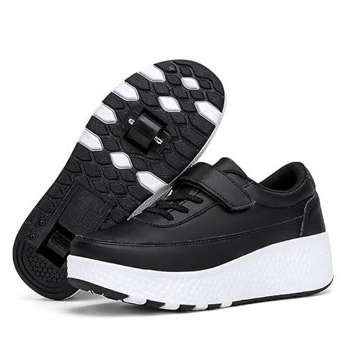 Hixingo Schuhe mit Rollen für Mädchen Jungen Kinder, Weiß Rollschuhe Schuhe Turnschuhe mit 2 Rollen, Skateboardschuhe Kinderschuhe 2 In 1 Multifunktionale Sneaker mit Rollen von Hixingo