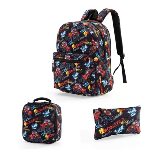Hixingo Schulrucksack Mädchen Teenager Damen Schultasche Rucksack Set, Schulranzen für Jungen Mädchen Schule Reise Freizeit mit Lunchpaket Tasche und Mäppchen (Schwarz,40 * 28 * 13cm) von Hixingo