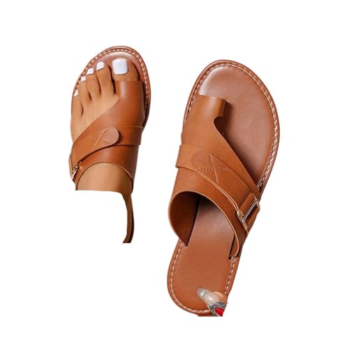 Hixingo Sommer Flip Flops Damen, Slip on Flip Flops Rutschfest und Leichte Flipflops, Damen Sandalen Bequem mit Texturierten Sohlen für Strand (Braun,42) von Hixingo