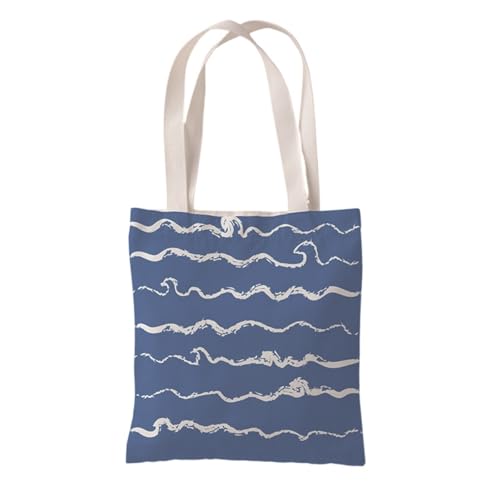 Hixingo Strandtasche Leinwand Groß Damen Herren, Strandtasche Faltbar XXL Familie Badetasche Leichte, Reisen Beach Tote Bag für Strand Pool Fitnessstudio Einkaufen (37 * 33cm,Blauer Druck 6) von Hixingo