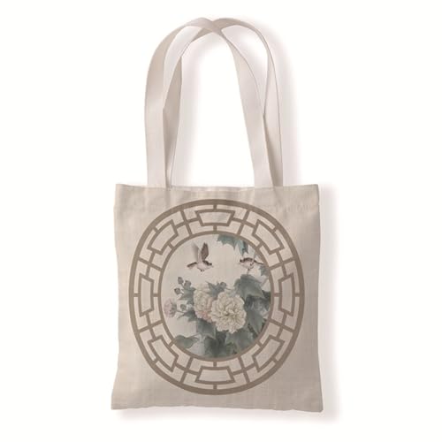 Hixingo Strandtasche Leinwand Groß Damen Herren, Strandtasche Faltbar XXL Familie Badetasche Leichte, Reisen Beach Tote Bag für Strand Pool Fitnessstudio Einkaufen (37 * 33cm,Blume 14) von Hixingo