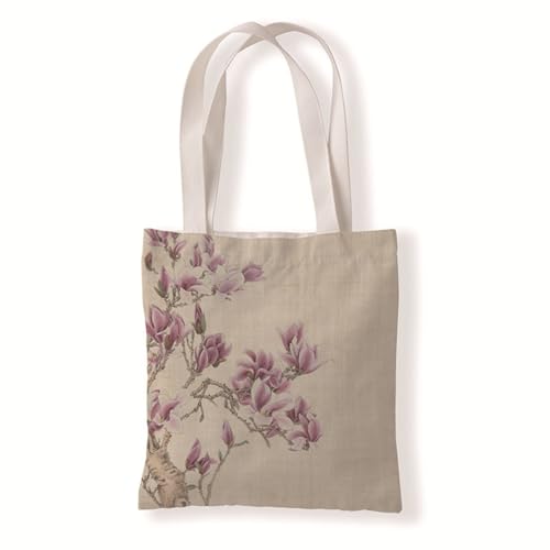 Hixingo Strandtasche Leinwand Groß Damen Herren, Strandtasche Faltbar XXL Familie Badetasche Leichte, Reisen Beach Tote Bag für Strand Pool Fitnessstudio Einkaufen (37 * 33cm,Blume 4) von Hixingo