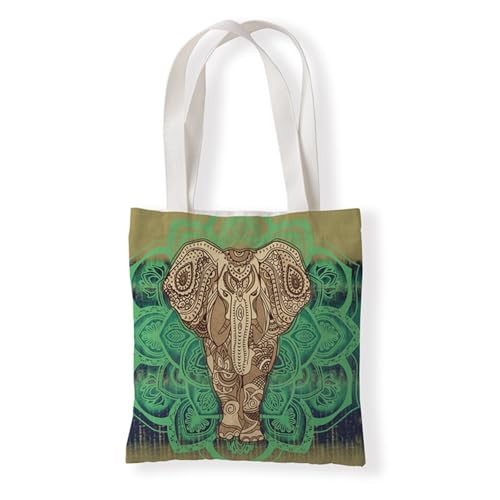 Hixingo Strandtasche Leinwand Groß Damen Herren, Strandtasche Faltbar XXL Familie Badetasche Leichte, Reisen Beach Tote Bag für Strand Pool Fitnessstudio Einkaufen (37 * 33cm,Elefantenmuster 3) von Hixingo