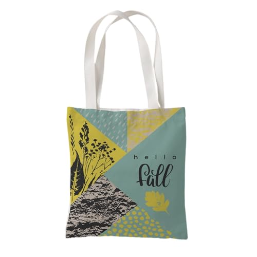 Hixingo Strandtasche Leinwand Groß Damen Herren, Strandtasche Faltbar XXL Familie Badetasche Leichte, Reisen Beach Tote Bag für Strand Pool Fitnessstudio Einkaufen (37 * 33cm,Grüner Herbst 2) von Hixingo