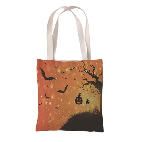 Hixingo Strandtasche Leinwand Groß Damen Herren, Strandtasche Faltbar XXL Familie Badetasche Leichte, Reisen Beach Tote Bag für Strand Pool Fitnessstudio Einkaufen (37 * 33cm,Halloween 10) von Hixingo