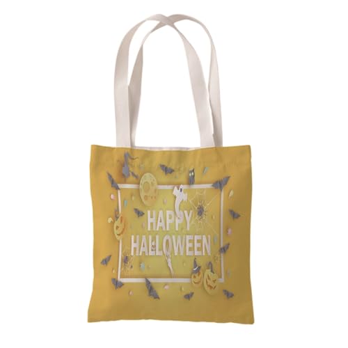 Hixingo Strandtasche Leinwand Groß Damen Herren, Strandtasche Faltbar XXL Familie Badetasche Leichte, Reisen Beach Tote Bag für Strand Pool Fitnessstudio Einkaufen (37 * 33cm,Halloween 4) von Hixingo