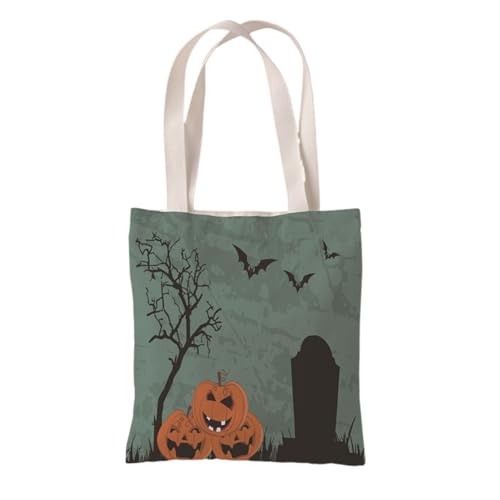 Hixingo Strandtasche Leinwand Groß Damen Herren, Strandtasche Faltbar XXL Familie Badetasche Leichte, Reisen Beach Tote Bag für Strand Pool Fitnessstudio Einkaufen (37 * 33cm,Halloween 6) von Hixingo