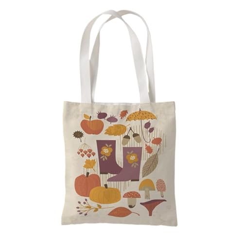 Hixingo Strandtasche Leinwand Groß Damen Herren, Strandtasche Faltbar XXL Familie Badetasche Leichte, Reisen Beach Tote Bag für Strand Pool Fitnessstudio Einkaufen (37 * 33cm,Herbst 1) von Hixingo