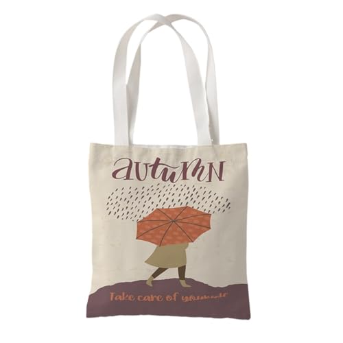 Hixingo Strandtasche Leinwand Groß Damen Herren, Strandtasche Faltbar XXL Familie Badetasche Leichte, Reisen Beach Tote Bag für Strand Pool Fitnessstudio Einkaufen (37 * 33cm,Herbst 6) von Hixingo