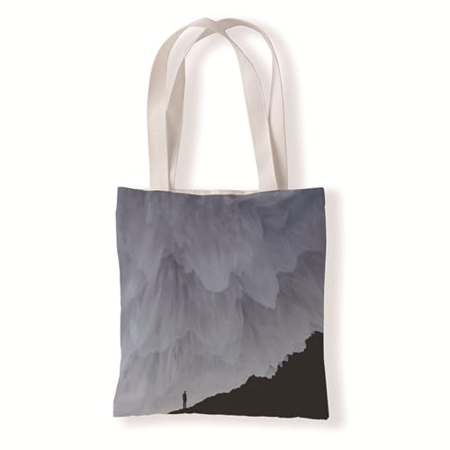 Hixingo Strandtasche Leinwand Groß Damen Herren, Strandtasche Faltbar XXL Familie Badetasche Leichte, Reisen Beach Tote Bag für Strand Pool Fitnessstudio Einkaufen (37 * 33cm,Mondball 13) von Hixingo